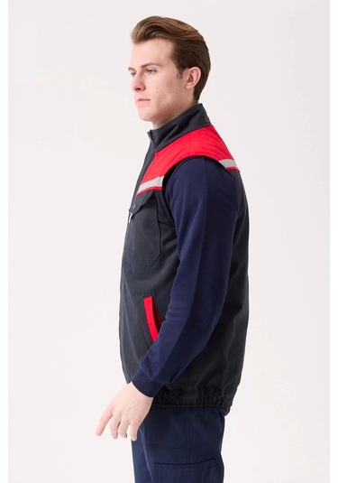 Kışlık İş Yeleği Grikırmızı Gabardin Çok Cepli Royal Sıcak Tutucu Rüzgar Geçirmez Reflektörlü Lacivert-kırmızı Kışlık İş Yeleği Grikırmızı Gabardin Çok Cepli Royal Sıcak Tutucu Rüzgar Geçirmez Reflektörlü Lacivert-kırmızı