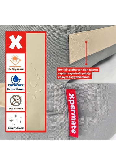 Xpermate Siesta Kedi Yatağı Ve Köpek Yatağı Tüy Tutmaz Kumaş Su Itici Kumaş Fermuarlı 55 x 60 x 23 CM