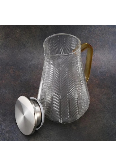 Kapris Metal Kapaklı Tırtıklı Cam Sürahi 1500 Ml Sa6860