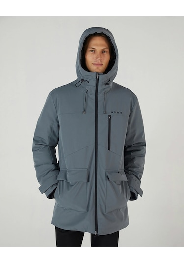 Skechers Gri Erkek M Outerwear Coated Jacket Mont S242049-003