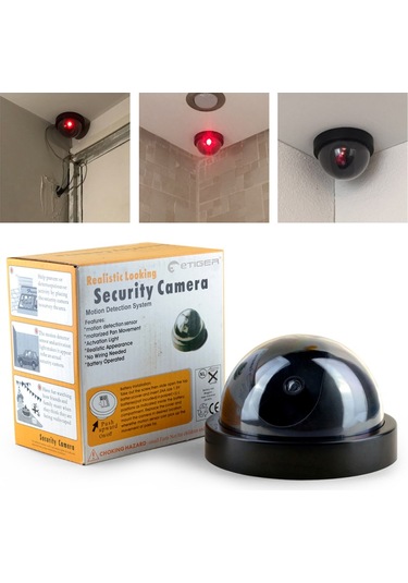 Simüle Gözetleme Kamerası Sahte Ev Kubbe Kukla Kamera Flaşlı Kırmızı Led Işık Güvenlik Kamerası İç Mekan Dış Mekan