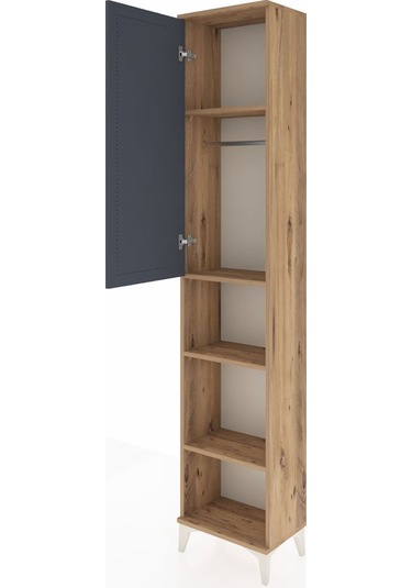 Arges Dolap 4 Raflı Tek Kapaklı Tek Askılı 44x30x221 Çam-antr... Çam