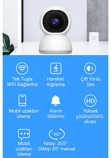 4mp 2k Wifi Ip Kamera Kablosuz 360 Derece Dönen Kamera