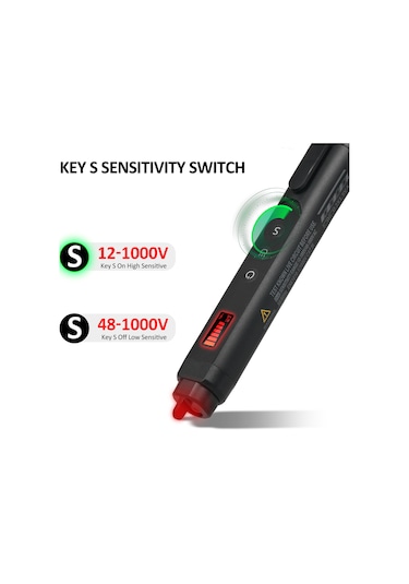 Springsun Temassız Voltaj Test Cihazı Ac Voltaj Algılama Kalemi Siyah Pm8910 Pil İle