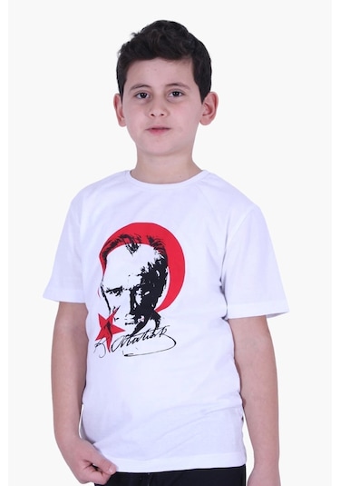 Fyk Kids 2'li Atatürk-imza Farklı Desenli Erkek-kız Çocuk T-shirt Kırmız - Beyaz