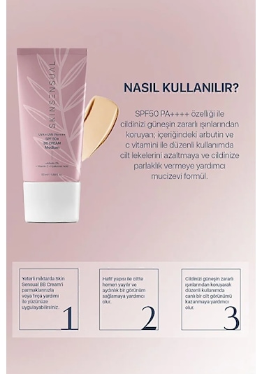 Skin Sensual Bb Krem Light 50 Spf Uva/uvb Pa++++ Leke Oluşumunu Önlemeye Yardımcı, Aydınlık Ve Canlılık