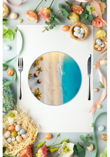 Çap 27 Hint Okyanusu Desenli Cam Sunumluk Amerikan Servis Supla