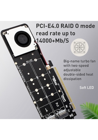 Sones Pcıe X16 - M.2 M-key Nvmex4 Ssd Raıd Dönüştürücü Kartı