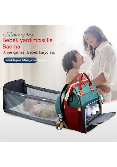 Yy-r Anne Çantası Büyük Kapasiteli Taşınabilir Bebek Çantası Su Geçirmez Emzik Çantası Hafif Omuz Dışarı Çıkma-azur Mavi