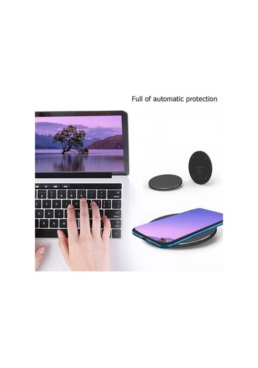 Sandwich Siyah Ultra İnce Alüminyum Qi Kablosuz Şarj Aleti - Hızlı Telefon Şarj Üstü, Taşınabilir Qi Standartlı Şarj