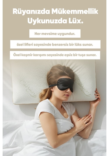 Kaşmir Visco Yastık - Özel Büyük Boy Cashmere Uyku Yastığı - Ortopedik Kaşmir Kumaş Visko Yastık Beyaz