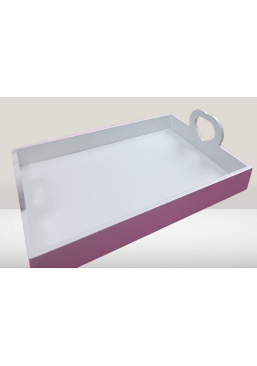 Hobi Erc Kalp Kulplu Tepsi 90404 Model Ahşap Mdf Parlak Beyaz Lake Boya El Yapımı