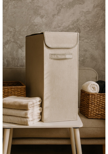 Keçe Çamaşır Sepeti Kapaklı Dikdörtgen Kirli Sepeti Katlanabilir Ve Dayanıklı Çamaşır Düzenleyici Siyah