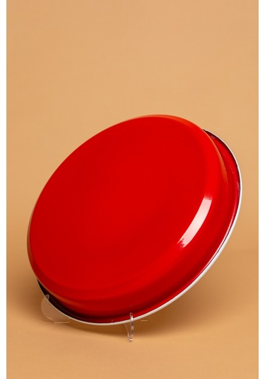 La Vita Rossa Vintage Emaye Yuvarlak Kırmızı Fırın Tepsisi Ebutay Kırmızı