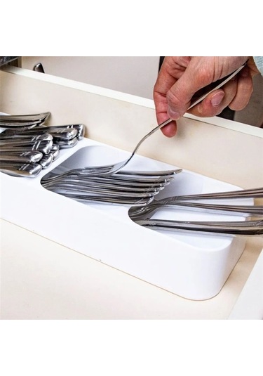 Beyaz 5 Bölmeli Çekmece Kaşıklık Mutfak Düzenleyici, Dayanıklı Çatal Kaşık Bıçak Organizatörü Diğer