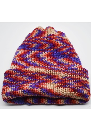 Kalın Kışlık Örgü Yün Kadın Bere Çift Kat Mor Mor