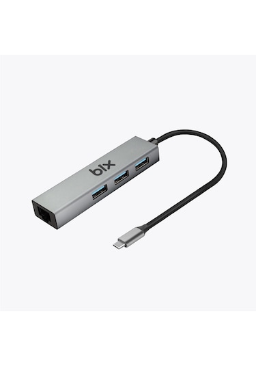 Bix Type-C USB 3.0 Gigabit Ethernet ve 3 Portlu USB Çoklayıcı Hub