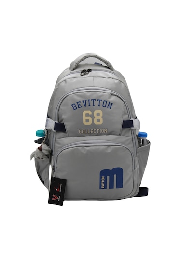 Bevitton Özel Su İtici Kumaş Unisex Gri-lacivert Okul Çantası 34500
