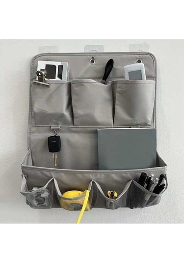 Besthome1 Duvar Monteli Kumaş Depolama Çantası, İki Seviyeli Telefon&aksesuar Saklama, Yatak Odası/kolej Odası Organizatörü Gi