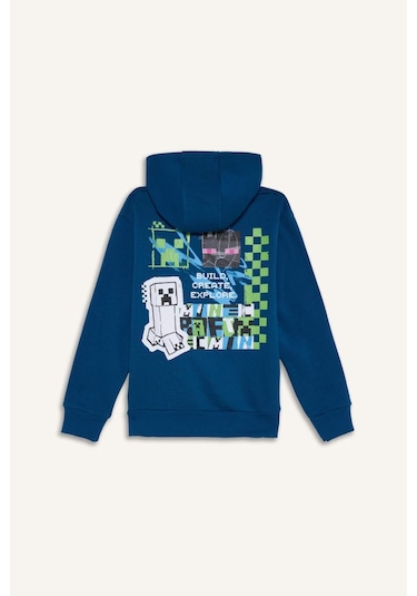 Defacto Erkek Çocuk Minecraft Kapüşonlu Sweatshirt G6915a825cwın101 İndigo-ın101 Defacto Erkek Çocuk Minecraft Kapüşonlu Sweatshirt G6915a825cwın101 İndigo-ın101
