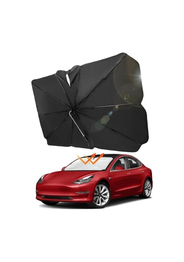 Chuangyinshop Tesla Model 3 Y 360 Derece Güneşlik Katlanır Uv Korumalı Oto Aksesuarı Sku12345678