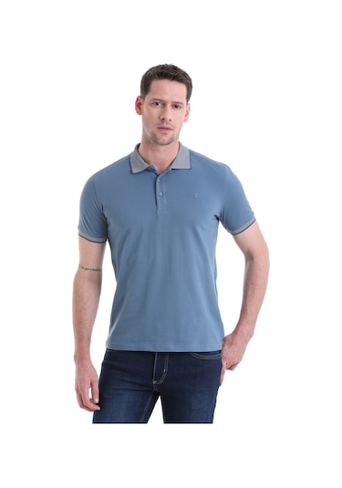 Hatemoğlu İndigo Regular Fit Düz 100% Pamuklu Polo Yaka Tişört 3536etc22c03 85 İndigo