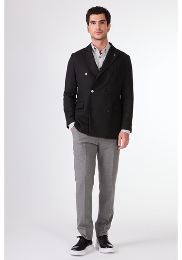Dufy Siyah Erkek Ceket - Slim Fit Siyah