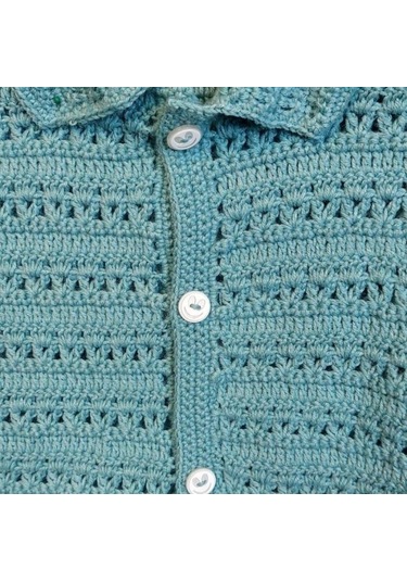 Uretti - Talia 8659 0480 El Örgüsü Koton İp Erkek Çocuk Yeşil Hırka - 6 / 9 Ay Yeşil