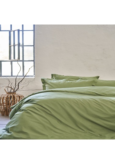Linens Mix&match Pamuk King Size Saten Nevresim Kılıfı Koyu Yeşil Koyu Yeşil
