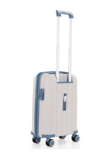 Mçs Bavul Büyük Ve Kabin 2li Set Kırılmaz Silikon Valiz V305 Kemik/skyblue Kemik