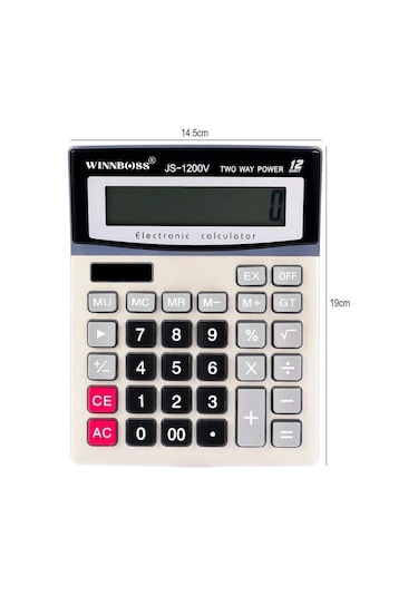 12 Haneli Geniş Lcd Ekran, Pilli Büyük Düğmeli Hesap Makinesi