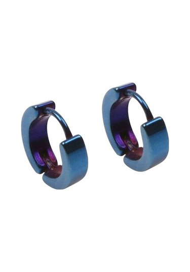Novahub Mavi 1 Çift Serin Erkek Paslanmaz Çelik Huggie Hoop Küpeler Gündelik Takı Mavi Mavi