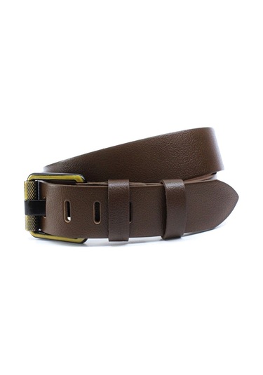 Erkek Hakki Deri 4,5 Cm Kot Kemeri Lacivert Açık Kahverengi