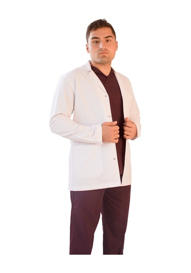 Vayteks Gömlek Yaka Ceket Boy Beyaz Erkek Doktor Öğretmen Laboratuvar Önlüğü Beyaz