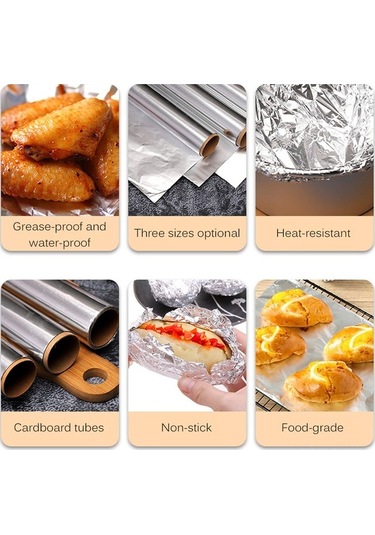Besthome1 10μm Kalın Alüminyum Folyo: 10m X 30cm, Barbekü, Fırın, Pişirme, Gıda İçin Tek Kullanımlık, Çok Renkli Çok Renkli