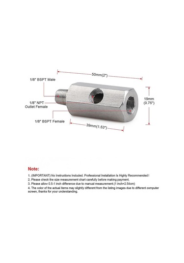 Maiyame 303 Çelik 1/8 Bspt Erkek-başlangıç, Dişi-çıkış Ve Npt Orta Taplı Yağ Basıncı Sensörü T Adaptörü - Turbo Besleme Hattı Ve Manometre İçin