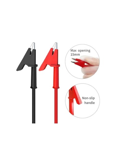 P1037 Multimetre Test Uçu Krokodil Kablo Kiti - Kırmızı - Siyah