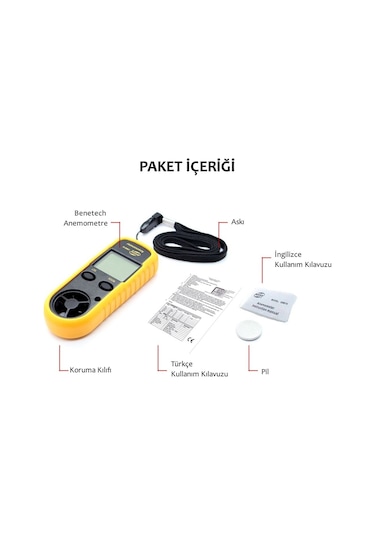 Benetech Gm816 Termometreli Hava Akım Ölçer Anemometre