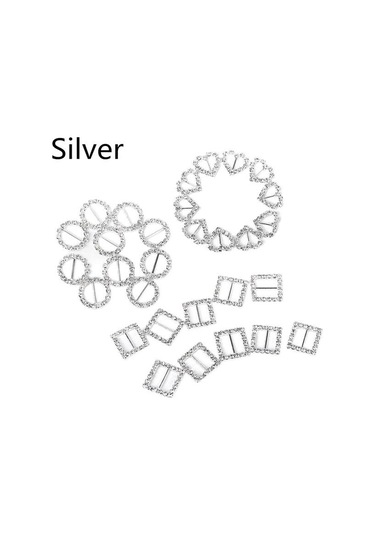 Dıy Craft Kart Davetiyesi İçin 10 Adet Kalp Yuvarlak Kare Şekli Şerit Toka Kaydırıcılar Gümüş , Seçenekler: 7