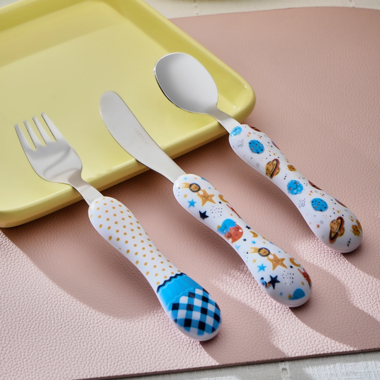Karaca Galaksi 3 Parça Çocuk Çatal Kaşık Bıçak Seti Multicolor