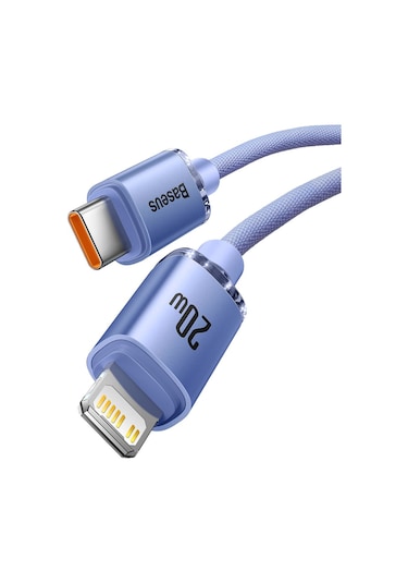 Baseus Crystal Shine 20W 120 CM Type-C to Lightning Şarj Kablosu Mor