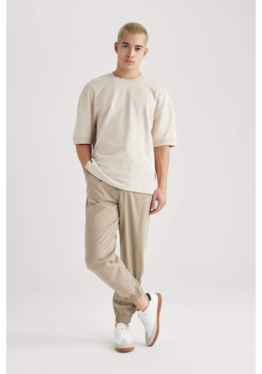 DeFacto Jogger Gabardin Pantolon Regular Beli Bağcıklı Cepli Lastikli Paça B7493AX24SPBG783
