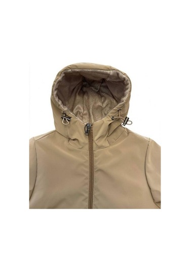 Kız Çocuk İçi Kadife Cepli Mont-15187 Bej