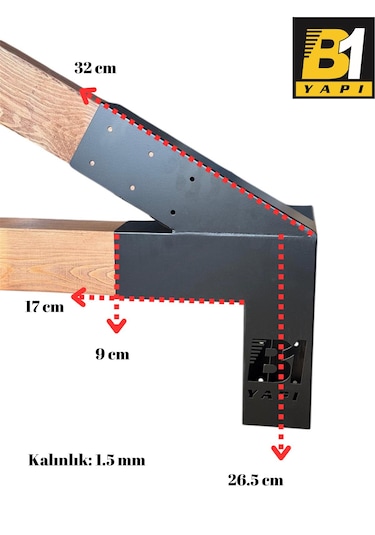 Pergola Kamelya 4 Kollu Açılı Kenar Bağlantı Aparatı Sağ