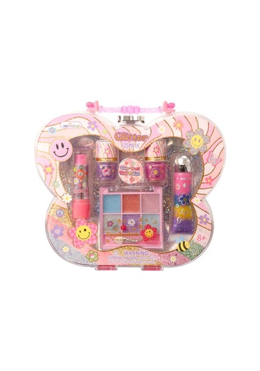 Parıltılı Taşınabilir Kozmetik Seti Çocuk Makyaj Oyuncak Seti Akrilik Çantalı