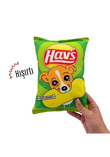 Havhav Yeşil Hav's Peluş Cips Hışırtı Sesli Köpek Oyuncağı
