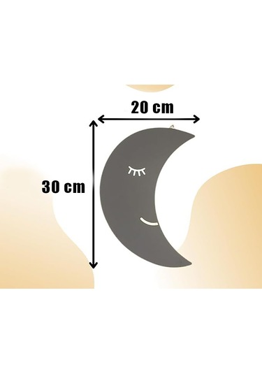 Çocuk Odası Dekoratif Ahşap Ay Gece Lambası Ledli Aydınlatma Beyaz-renkli