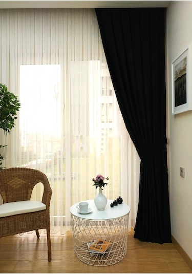 Evdepo Home Deniz Soft Pileli Fon Perde Siyah (486097157) Siyah