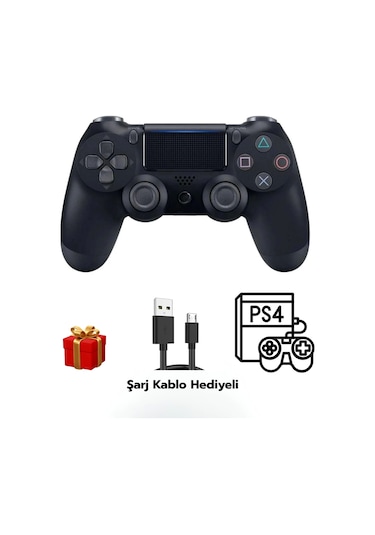 Glrtech P4 Siyah Kablosuz Oyun Kolu Double Motor Titreşimli Şarj Edilebilir Ps4 Uyumlu