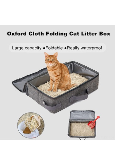 Geekyou Taşınabilir Çok Amaçlı Kedi Kutuğu - İçinde Su Geçirmez Peva Linerli Katlanabilir 24x40cm Dikdörtgen Kedi Tuvaleti